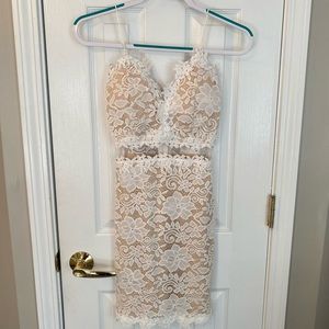 White lace mini dress/ Bridal shower